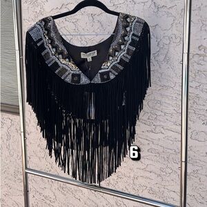Idyllwild Bailey leather embellished capelette